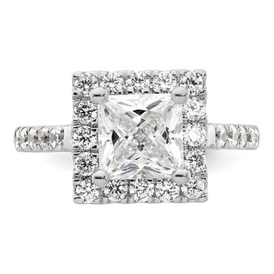 14K White Gold Diamond Halo Engagement Ring Semi-Mount – view 5