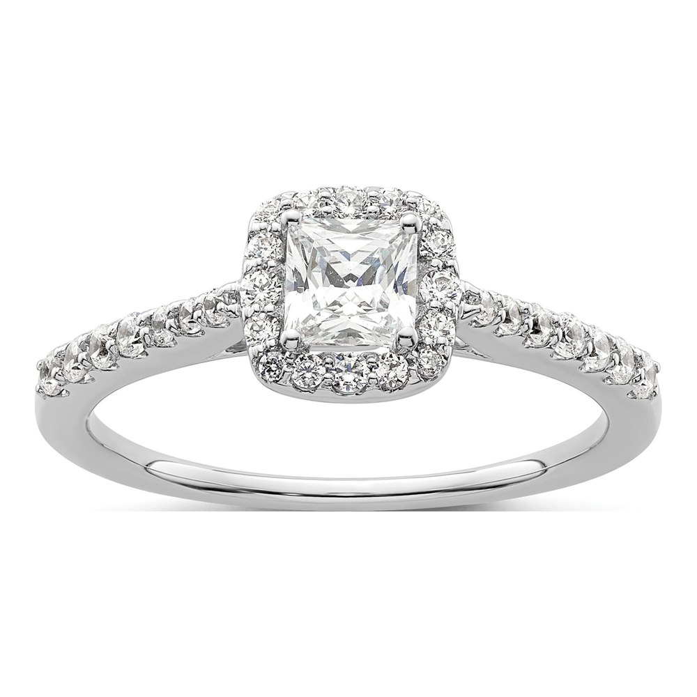 14K White Gold Halo Diamond Engagement Semi-Mount