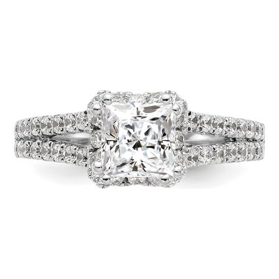 14K White Gold Diamond Square Halo Engagement Ring Semi-Mount – view 4