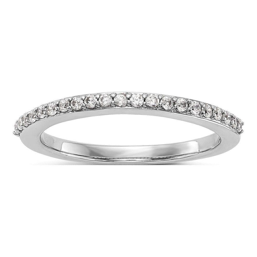 14K White Gold Rhodium-Plated 0.015ct Diamond Wedding Band