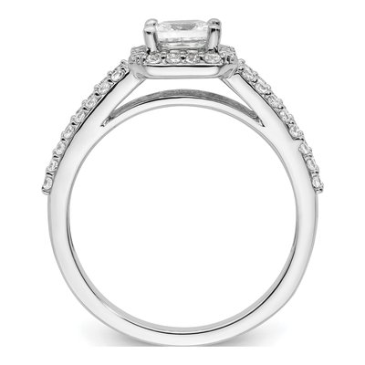 14K White Gold Diamond Halo Engagement Ring Semi-Mount – view 3