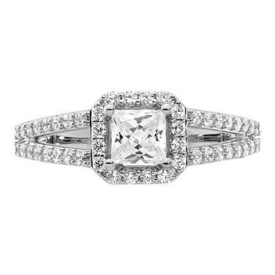 14K White Gold Diamond Halo Engagement Ring Semi-Mount – view 5