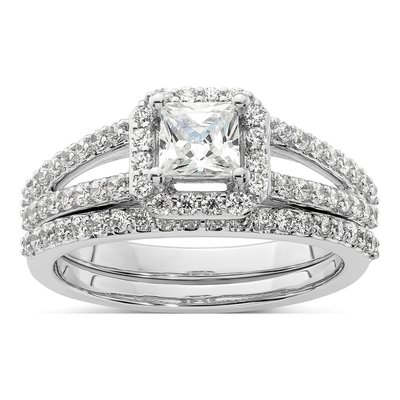 14K White Gold Diamond Halo Engagement Ring Semi-Mount – view 8