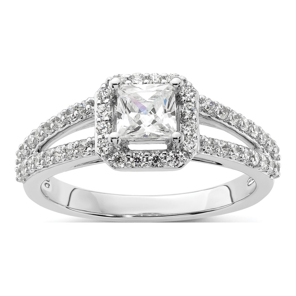 14K White Gold Diamond Halo Engagement Semi-Mount