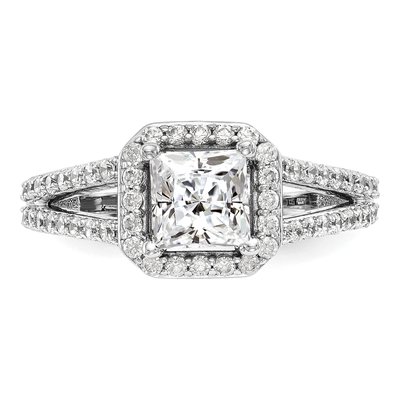 14K White Gold Diamond Halo Engagement Ring Semi-Mount – view 4