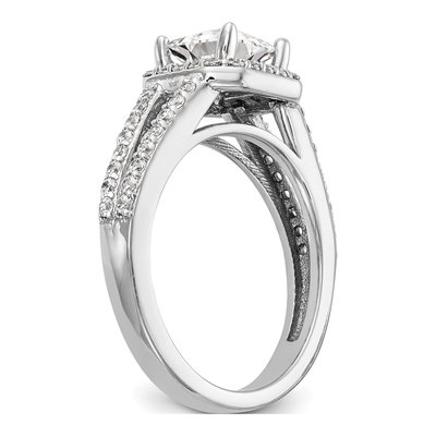14K White Gold Diamond Halo Engagement Ring Semi-Mount – view 6