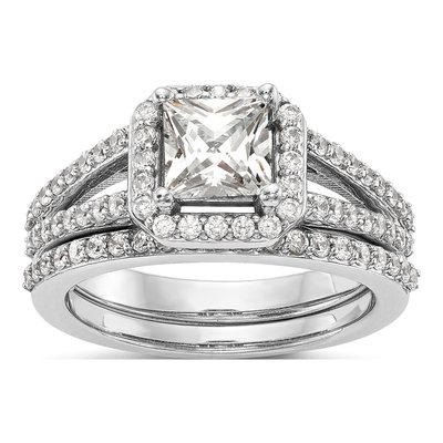 14K White Gold Diamond Halo Engagement Ring Semi-Mount – view 7