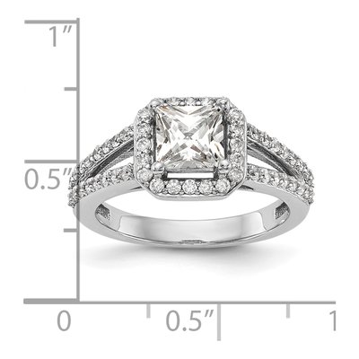 14K White Gold Diamond Cushion Halo Engagement Ring Semi-Mount – view 8