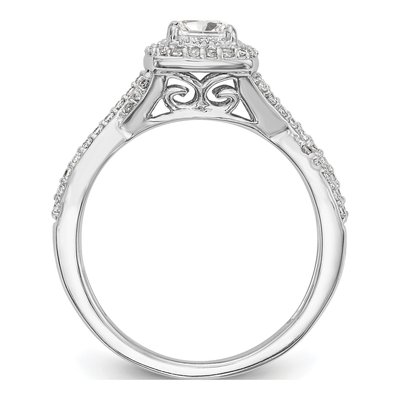 14K White Gold Diamond Halo Twist Engagement Ring Semi-Mount – view 2