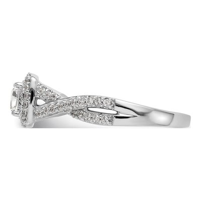 14K White Gold Diamond Halo Twist Engagement Ring Semi-Mount – view 3
