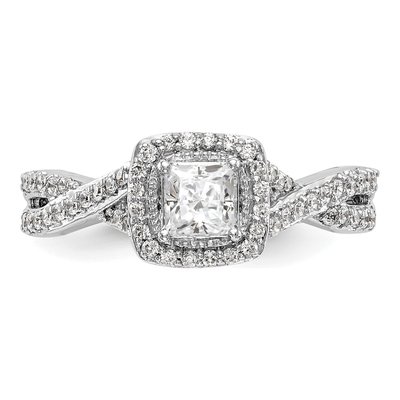 14K White Gold Diamond Halo Twist Engagement Ring Semi-Mount – view 4