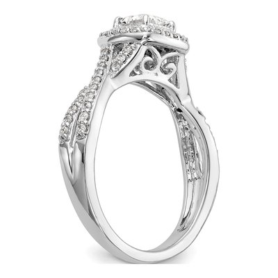 14K White Gold Diamond Halo Twist Engagement Ring Semi-Mount – view 6