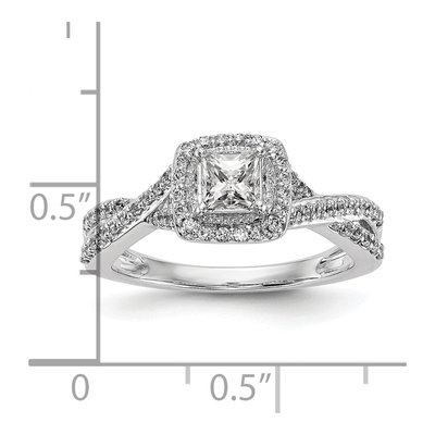 14K White Gold Diamond Halo Twist Engagement Ring Semi-Mount – view 7