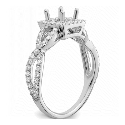 14K White Gold Lab-Grown Diamond Halo Engagement Ring Semi-Mount – view 7