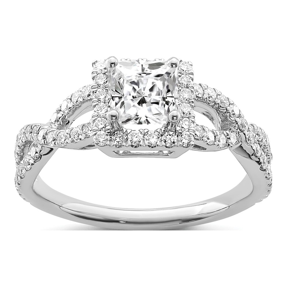 14K White Gold Lab-Grown Diamond Halo Engagement Ring Semi-Mount