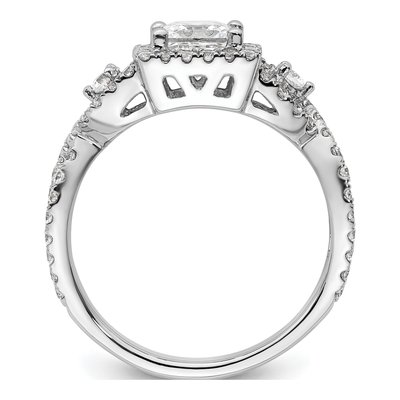 14K White Gold Diamond Halo Engagement Ring Semi-Mount – view 3