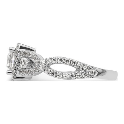 14K White Gold Diamond Halo Engagement Ring Semi-Mount – view 4