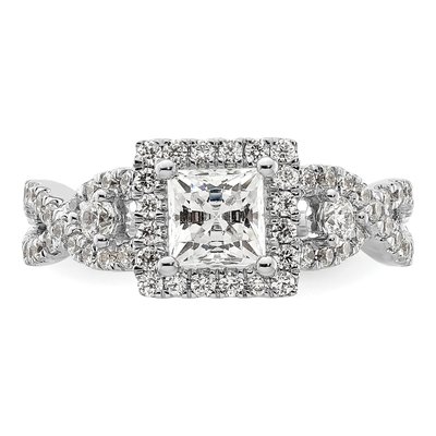 14K White Gold Diamond Halo Engagement Ring Semi-Mount – view 5