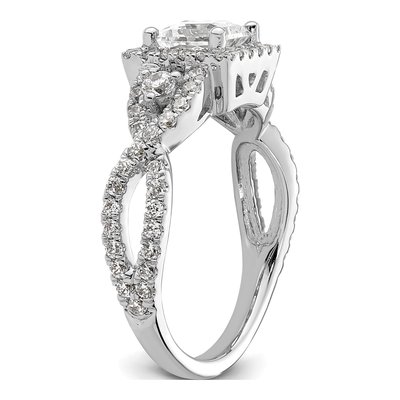 14K White Gold Diamond Halo Engagement Ring Semi-Mount – view 7