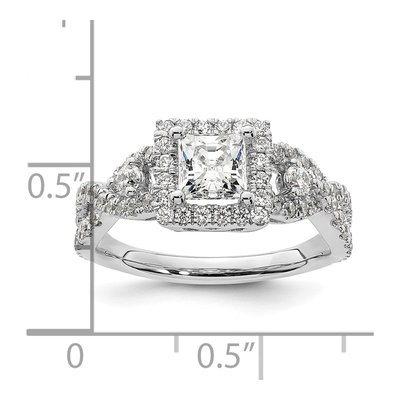 14K White Gold Diamond Halo Engagement Ring Semi-Mount – view 8