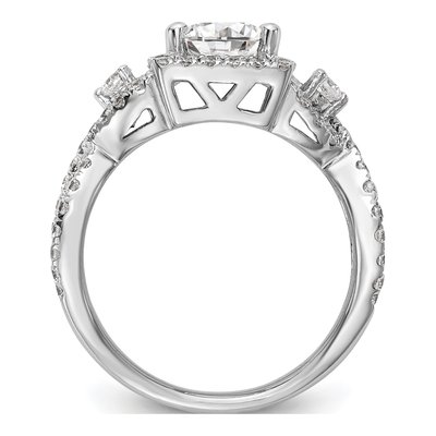 14K White Gold Diamond Cushion Halo Engagement Ring Semi-Mount – view 2