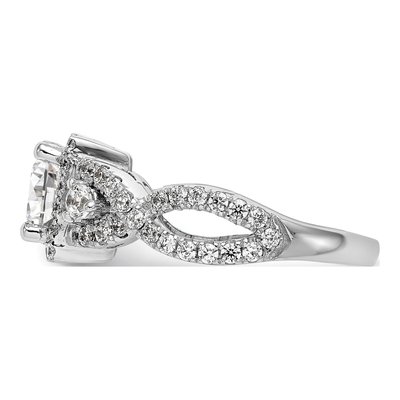 14K White Gold Diamond Cushion Halo Engagement Ring Semi-Mount – view 3