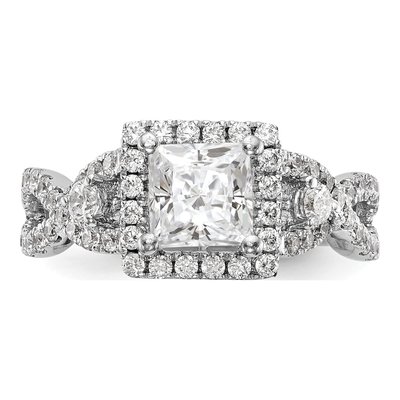 14K White Gold Diamond Cushion Halo Engagement Ring Semi-Mount – view 4