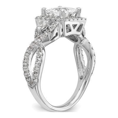 14K White Gold Diamond Cushion Halo Engagement Ring Semi-Mount – view 6