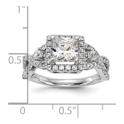 14K White Gold Diamond Cushion Halo Engagement Ring Semi-Mount – view 8