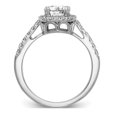14K White Gold Diamond Halo Engagement Ring Semi-Mount – view 3