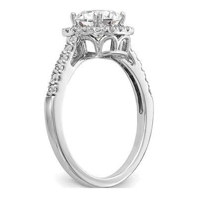 14K White Gold Diamond Halo Engagement Ring Semi-Mount – view 7