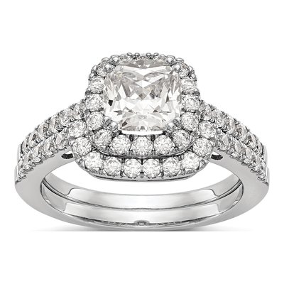14K White Gold Diamond Halo Engagement Ring Semi-Mount – view 8