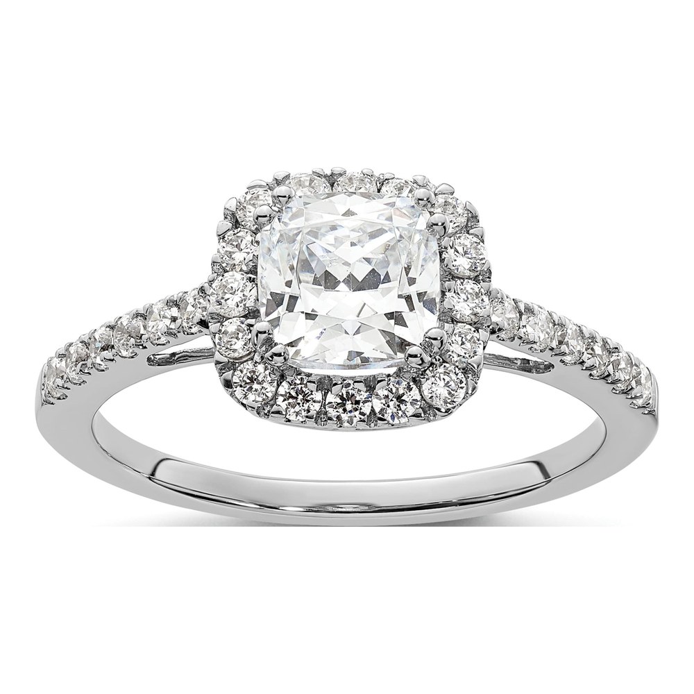 14K White Gold Halo Diamond Semi-Mount Engagement Ring