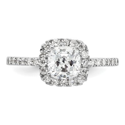14K White Gold Diamond Halo Engagement Ring Semi-Mount – view 6
