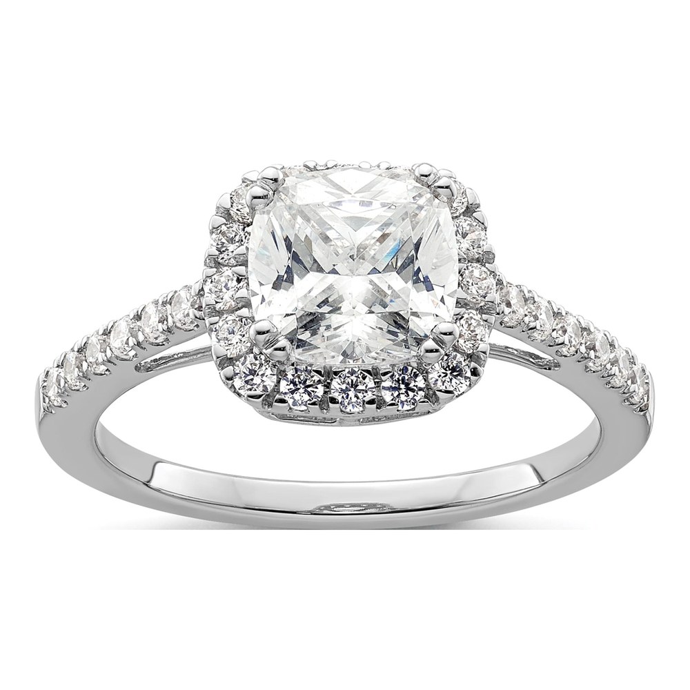 14K White Gold Diamond Halo Semi-Mount Engagement Ring