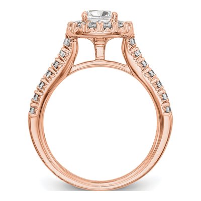 14K Rose Gold Diamond Halo Engagement Ring Semi-Mount – view 2
