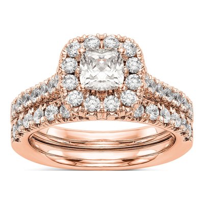 14K Rose Gold Diamond Halo Engagement Ring Semi-Mount – view 8