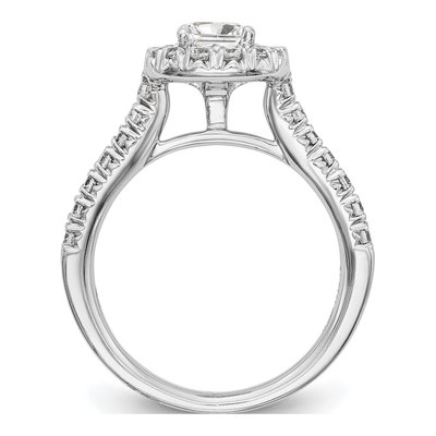 14K White Gold Diamond Halo Engagement Ring Semi-Mount – view 2