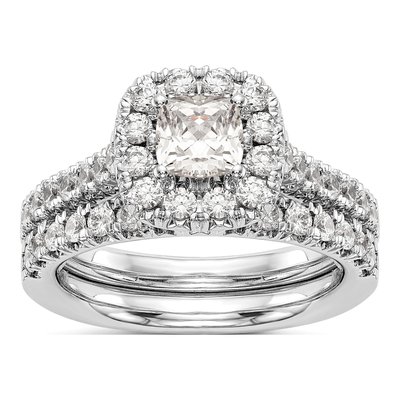 14K White Gold Diamond Halo Engagement Ring Semi-Mount – view 7