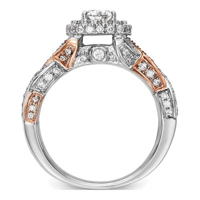 14K Two-Tone Gold Diamond Halo Engagement Ring Semi-Mount – view 2