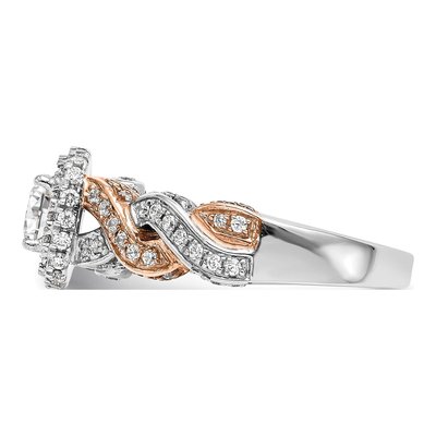 14K Two-Tone Gold Diamond Halo Engagement Ring Semi-Mount – view 3