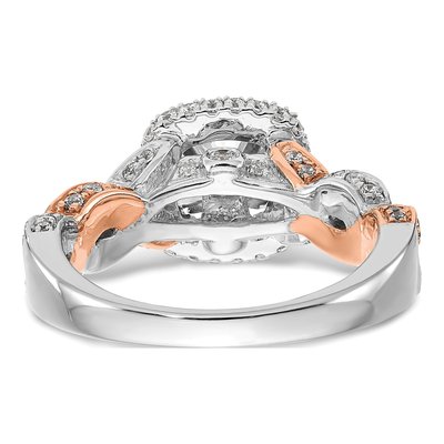 14K Two-Tone Gold Diamond Halo Engagement Ring Semi-Mount – view 5