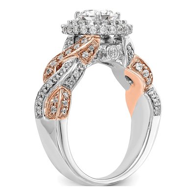 14K Two-Tone Gold Diamond Halo Engagement Ring Semi-Mount – view 6