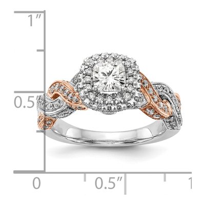 14K Two-Tone Gold Diamond Halo Engagement Ring Semi-Mount – view 8