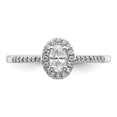 14K White Gold Diamond Oval Halo Engagement Ring Semi-Mount – view 5