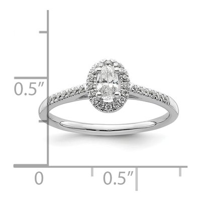 14K White Gold Diamond Oval Halo Engagement Ring Semi-Mount – view 8