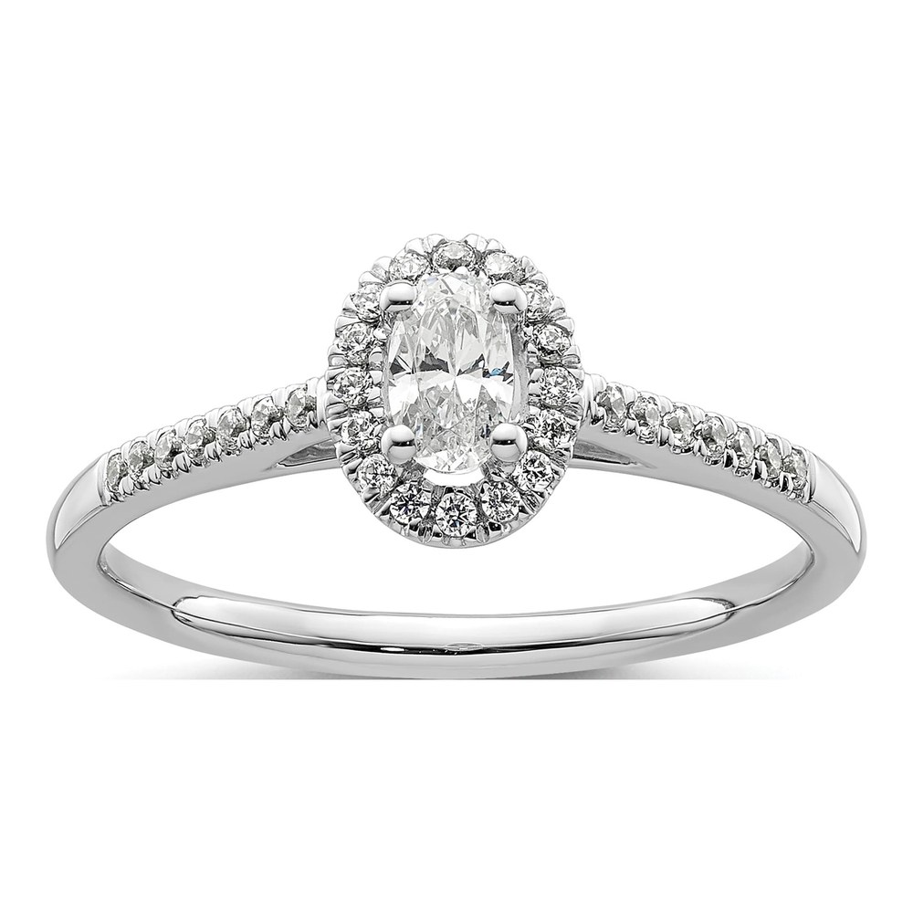 14K White Gold Oval Halo Semi-Mount Ring