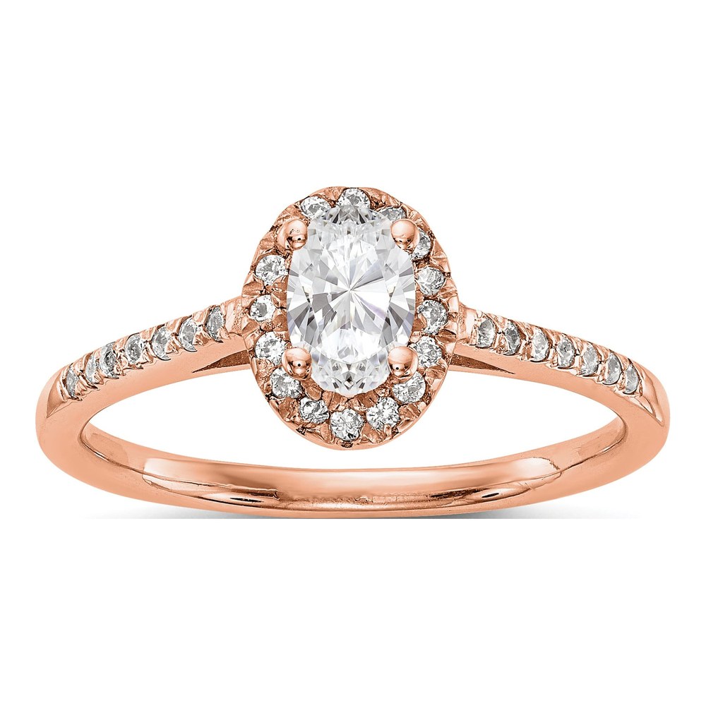 14K Rose Gold Diamond Oval Halo Engagement Ring Semi-Mount