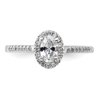 14K White Gold Diamond Halo Engagement Ring Semi-Mount – view 5