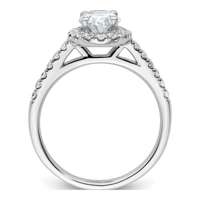 14K White Gold Diamond Oval Halo Engagement Ring Semi-Mount – view 3